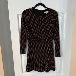 LOFT Black and Pink Geometric Long Sleeve Dress